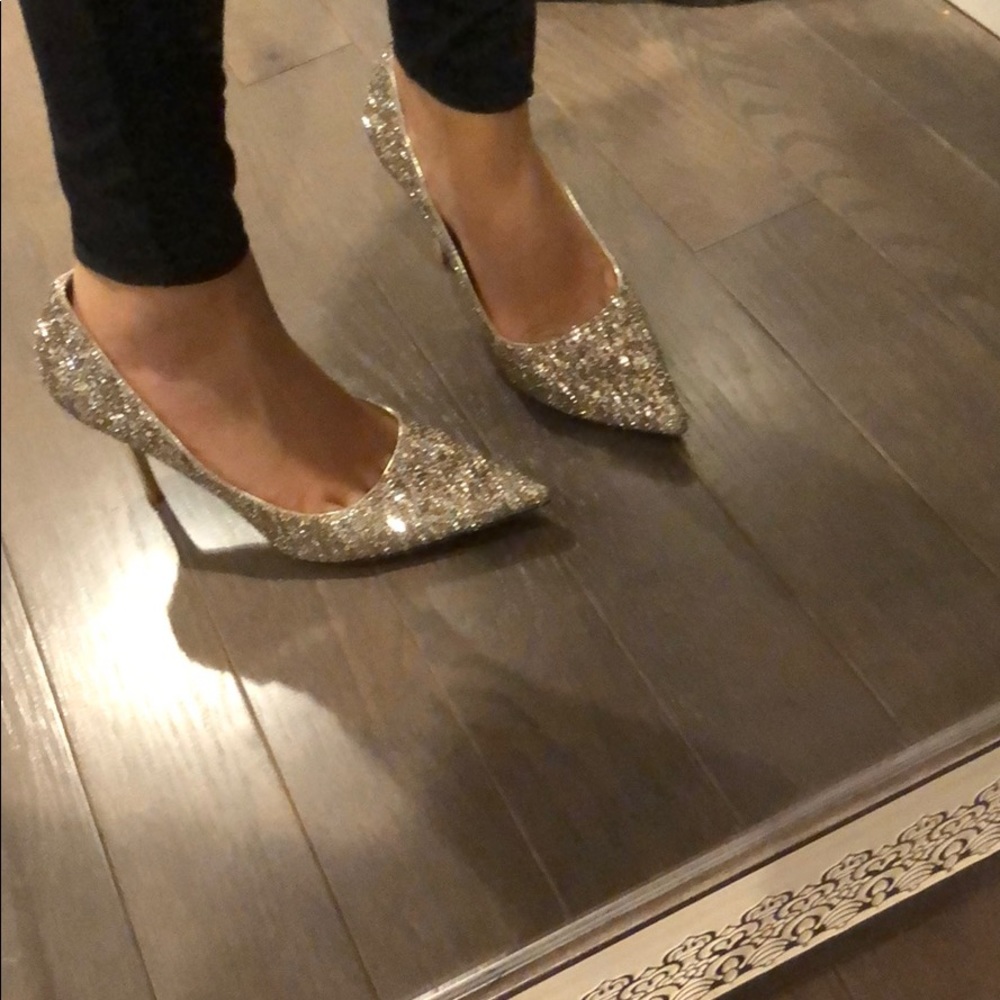 Gold glitter heels